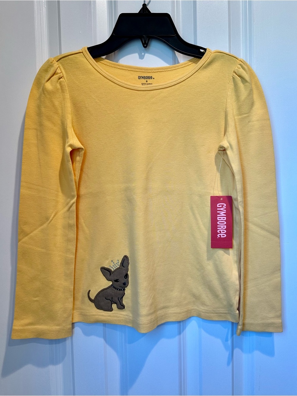 NWT Chihuahua Puppy with Rhinestone Crown Appliqué Long Sleeve Top Girls Size 9